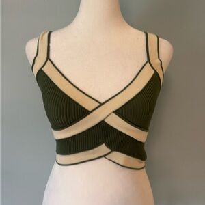 Cider Green and Cream Crop Top XS
